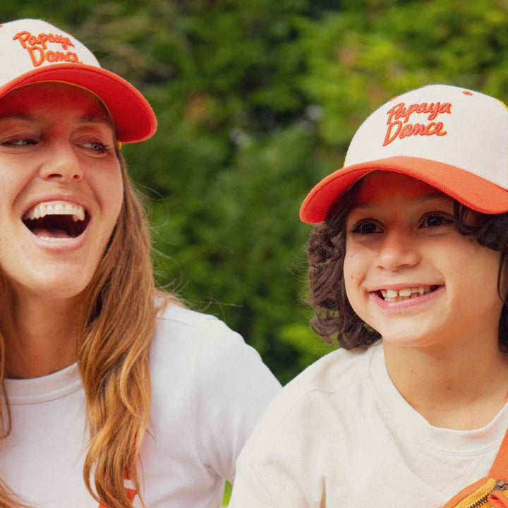 trucker cap papaya dance pink orange embroidered

