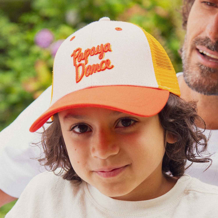 trucker cap papaya dance pink orange embroidered
