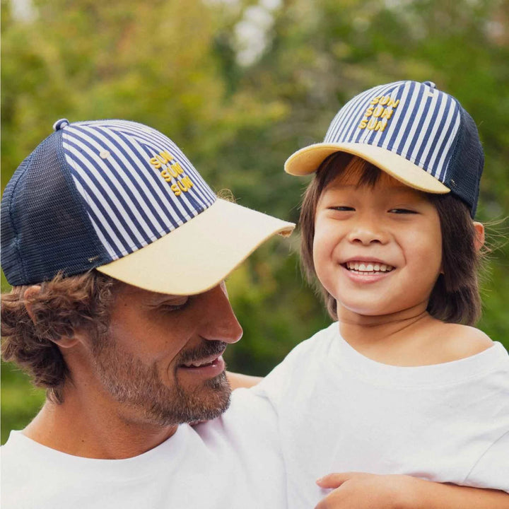 kids striped trucker cap sun sun sun navy breathable summer hat
