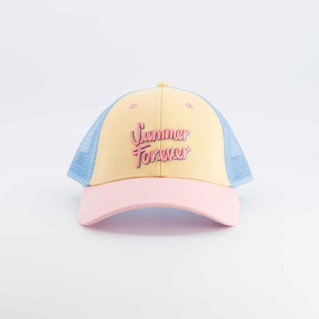 kids trucker cap pastel summer forever embroidered cotton mesh hat
