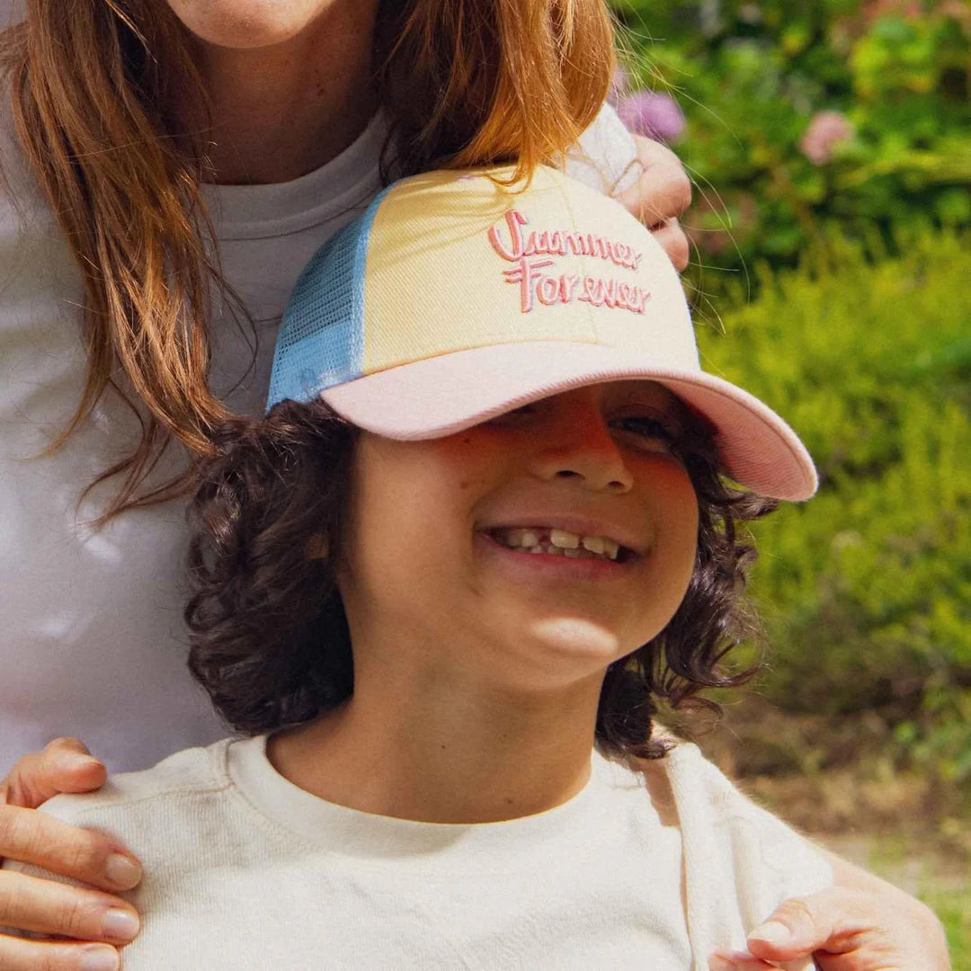 kids trucker cap pastel summer forever embroidered cotton mesh hat
