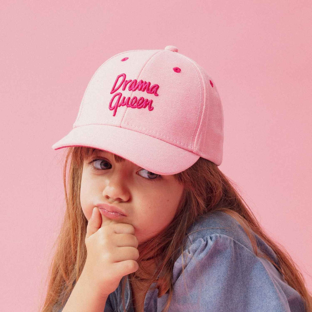 pink girls cap drama queen embroidered cotton baseball hat
