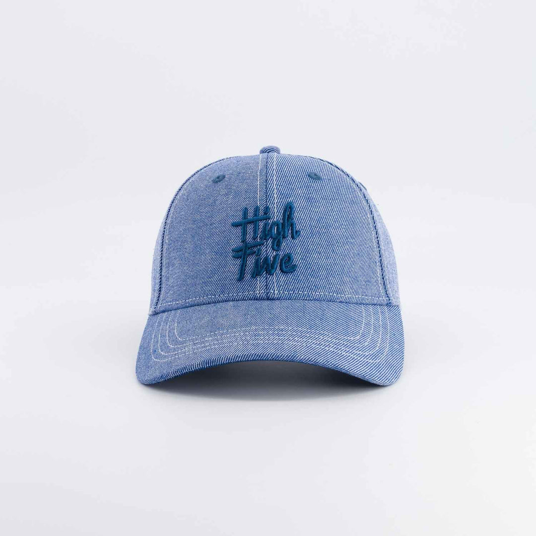 blue denim kids cap high five embroidered baseball hat
