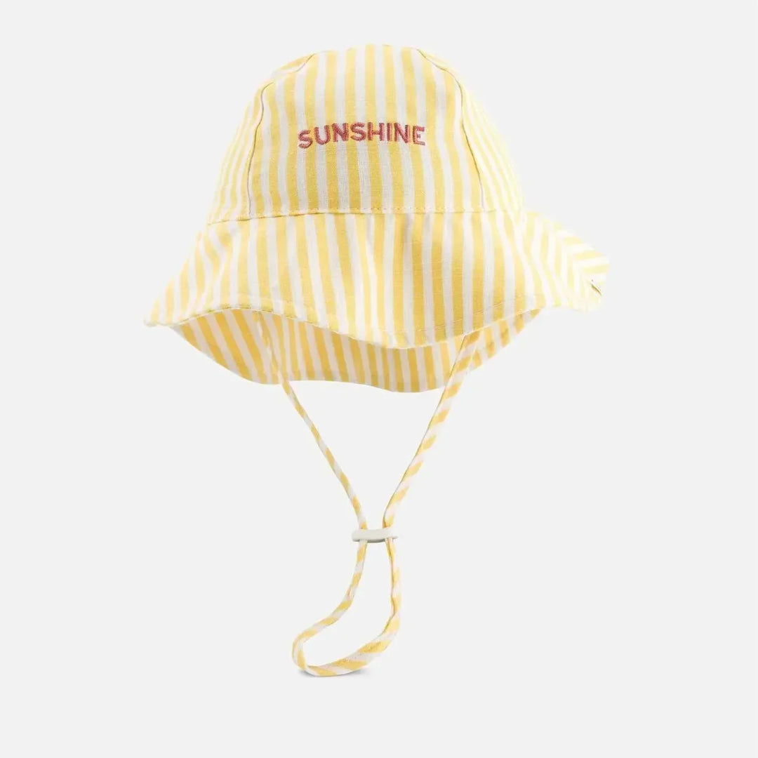 kids sunshine wide brim hat striped yellow cotton summer

