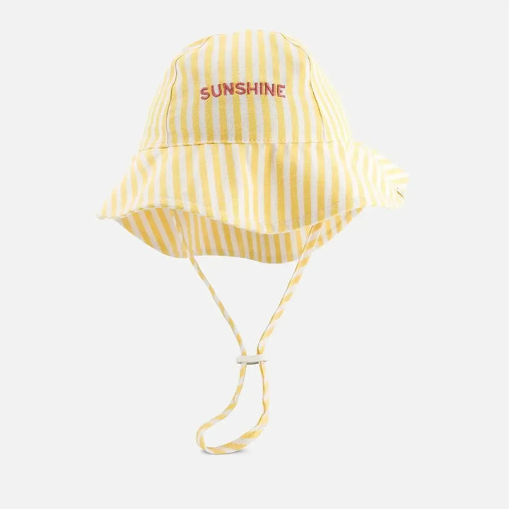 kids sunshine wide brim hat striped yellow cotton summer
