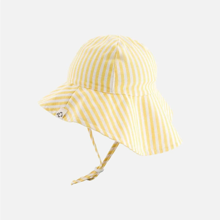 kids sunshine wide brim hat striped yellow cotton summer
