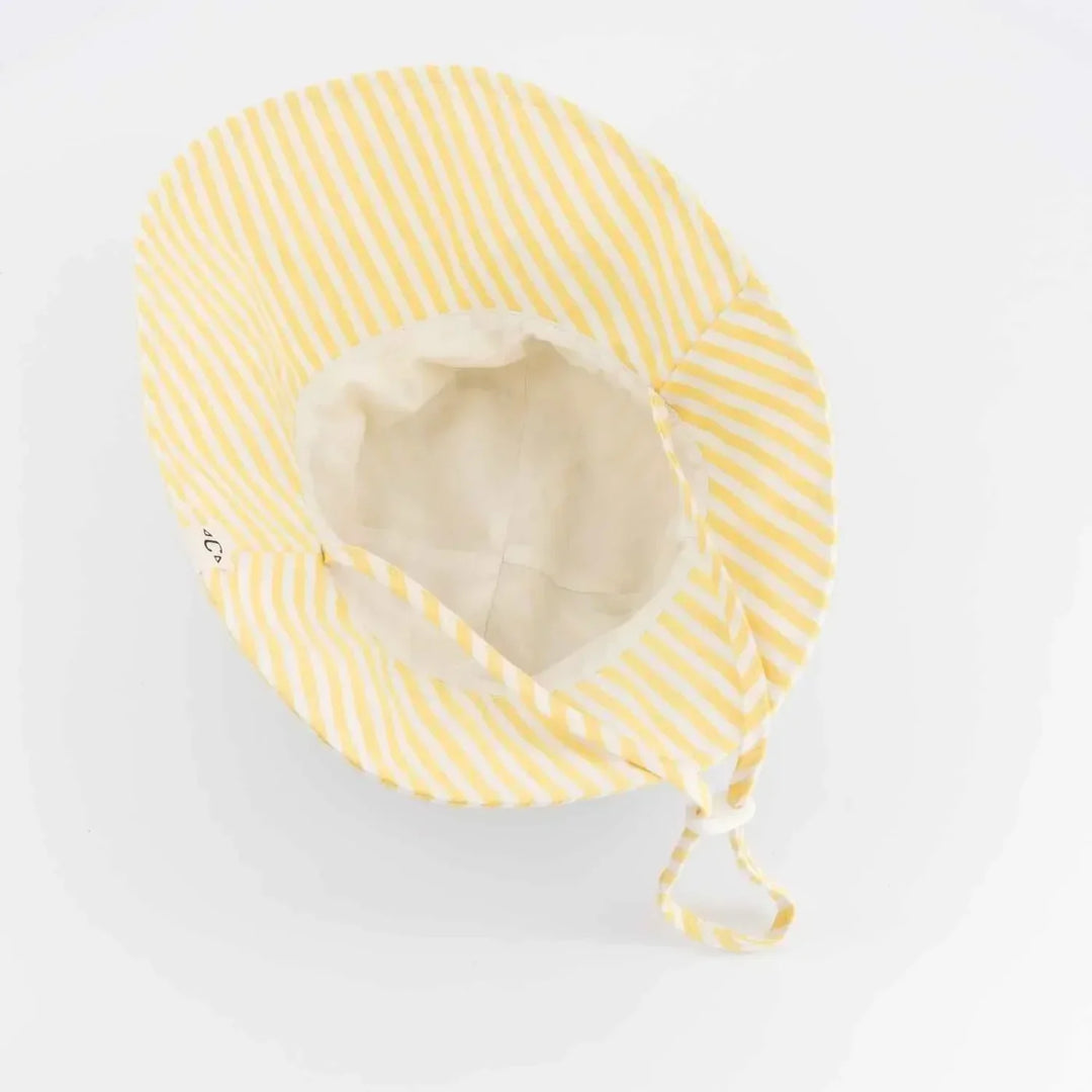 kids sunshine wide brim hat striped yellow cotton summer
