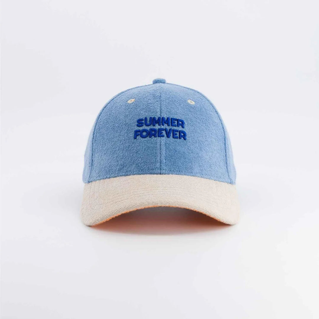 kids sponge cap summer forever blue terry cotton embroidered hat
