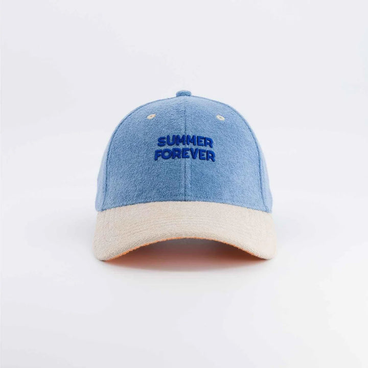 kids sponge cap summer forever blue terry cotton embroidered hat

