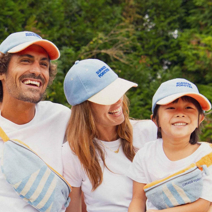 kids sponge cap summer forever blue terry cotton embroidered hat
