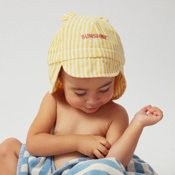 baby sunshine striped sun hat yellow cotton summer protection
