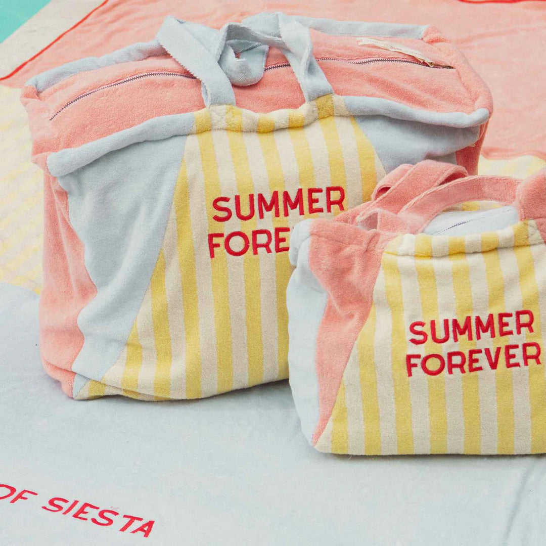 kids beach tote bag terry fabric colorful stripes summer forever large bag
