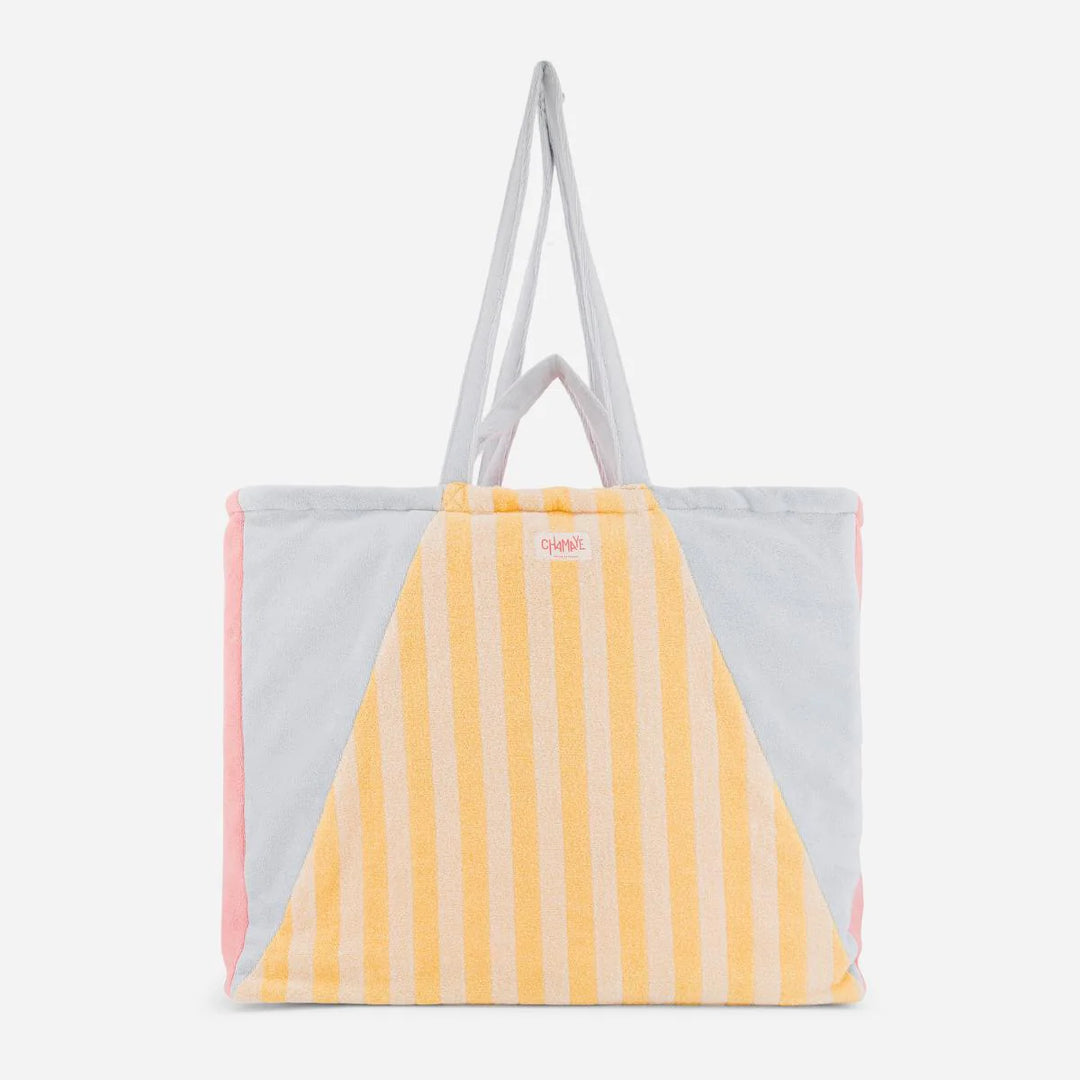 kids beach tote bag terry fabric colorful stripes summer forever large bag
