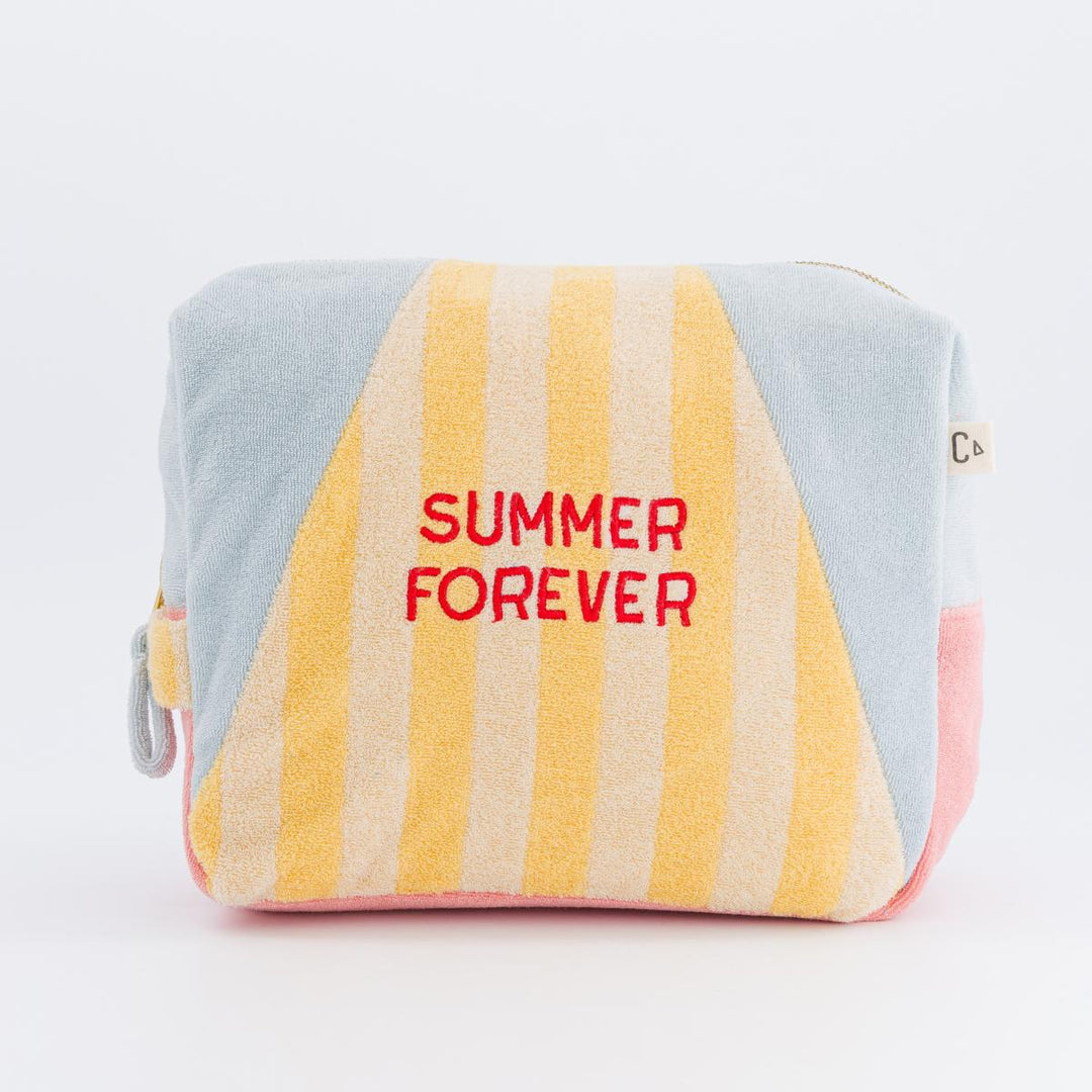 colorful kids toiletry bag terry fabric summer forever embroidered pouch
