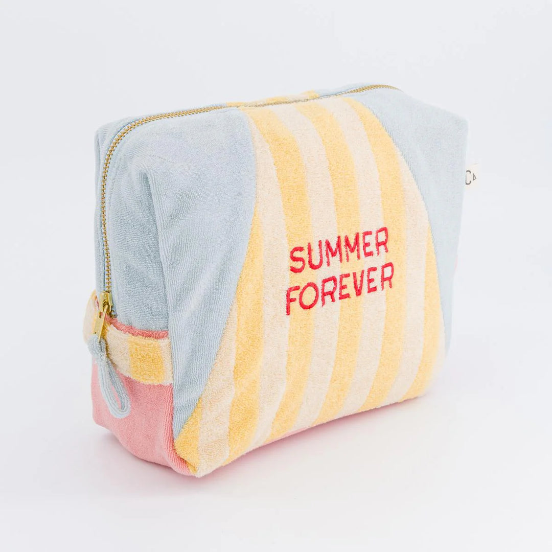 colorful kids toiletry bag terry fabric summer forever embroidered pouch
