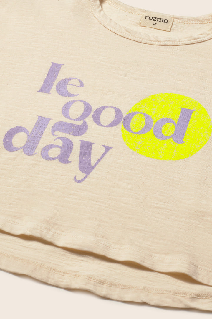 girls organic cotton t-shirt with le good day print