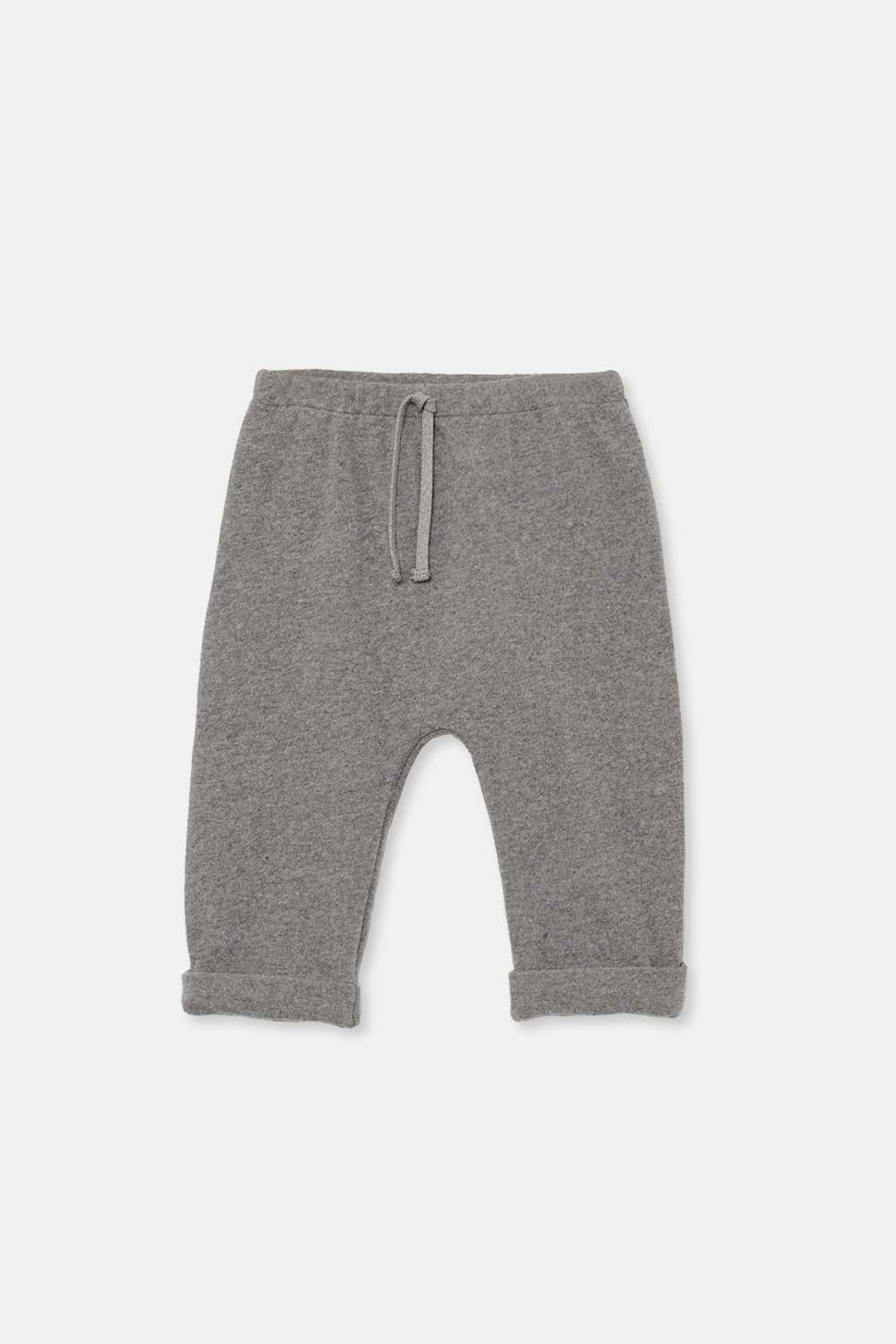 Cozmo grey soft knit baby pants with elasticated drawstring waist