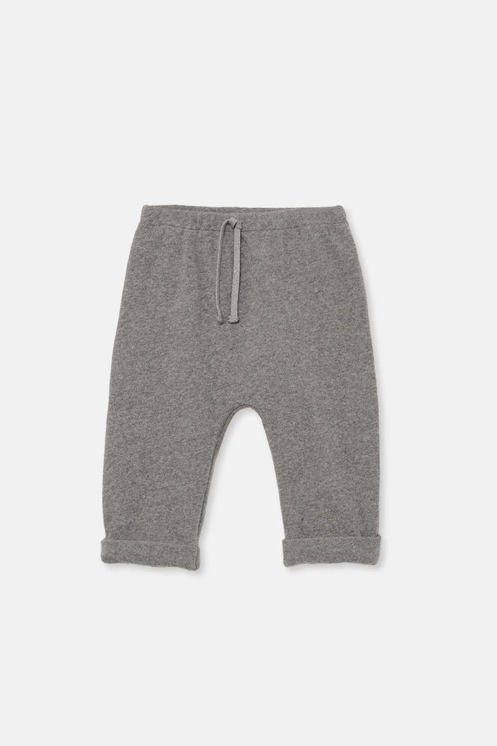 Cozmo grey soft knit baby pants with elasticated drawstring waist