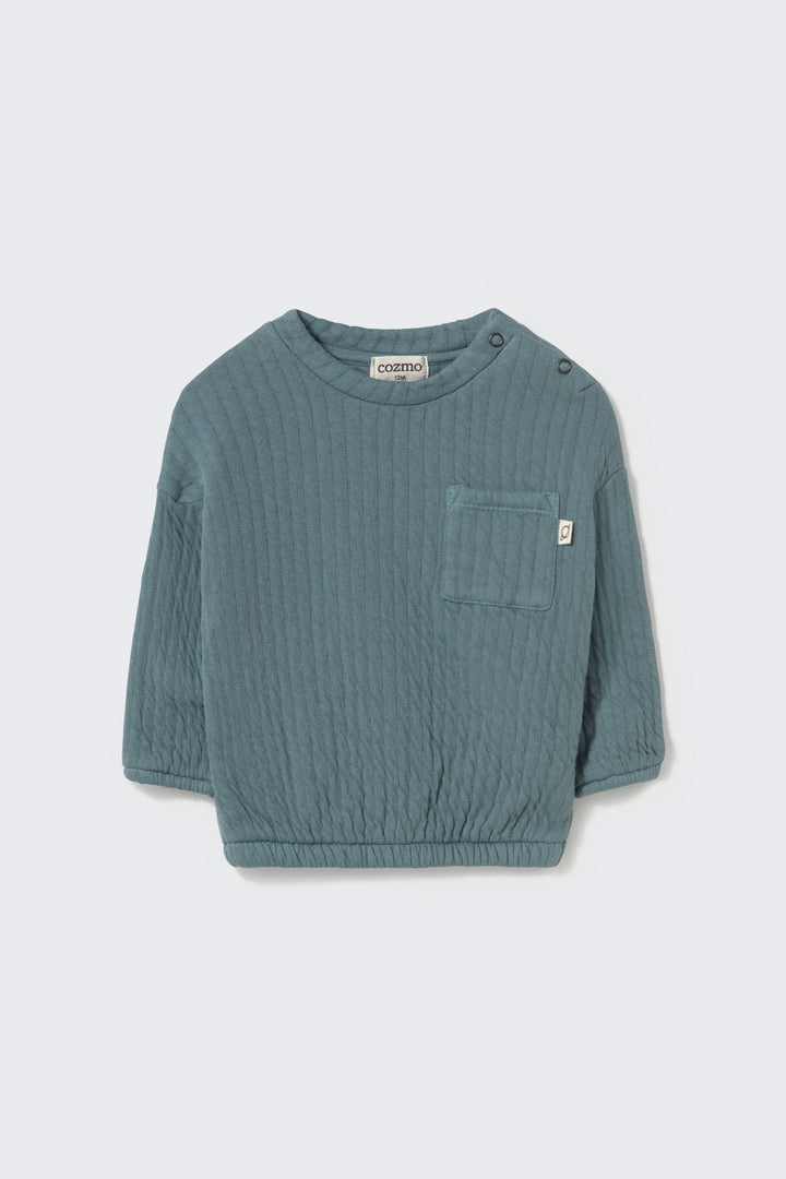 Cozmo ivory quilted cotton baby sweatshirt with chest pocket