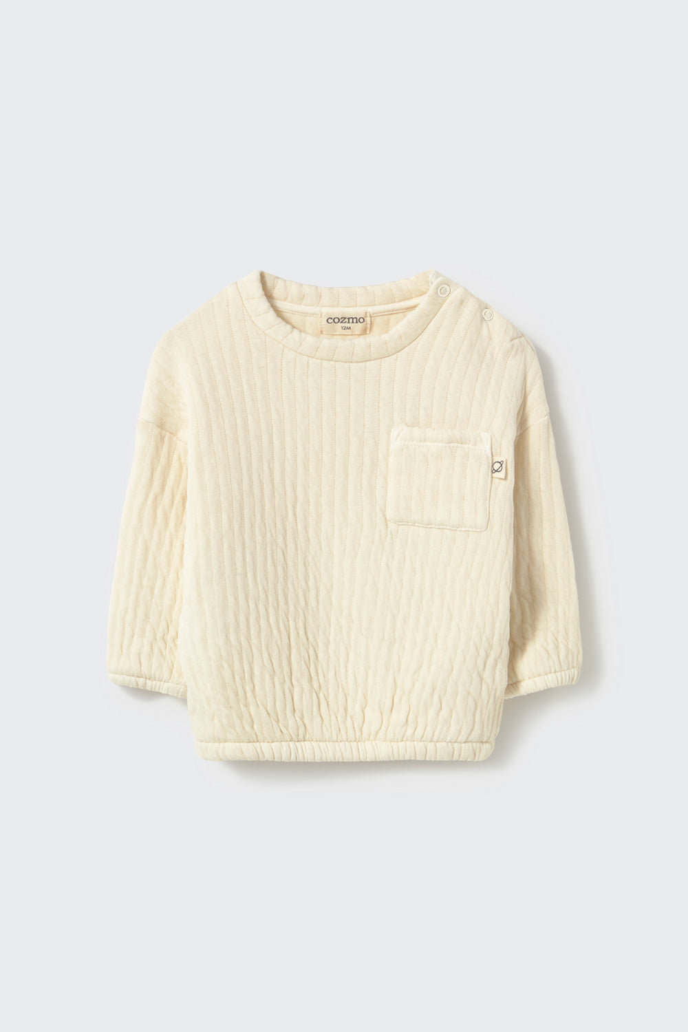 Cozmo ivory quilted cotton baby sweatshirt with chest pocket