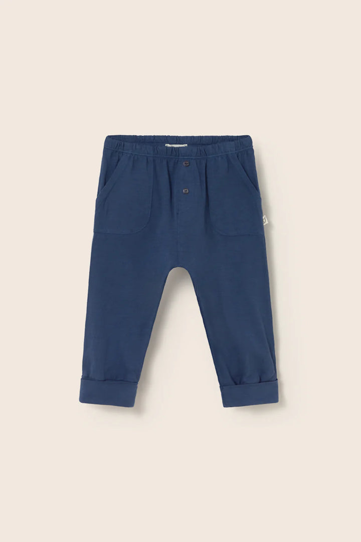 Baby boys slub cotton pants with elastic waistband and front pockets