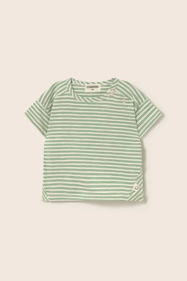 Striped slub cotton baby t-shirt with short sleeves and soft breathable fabric