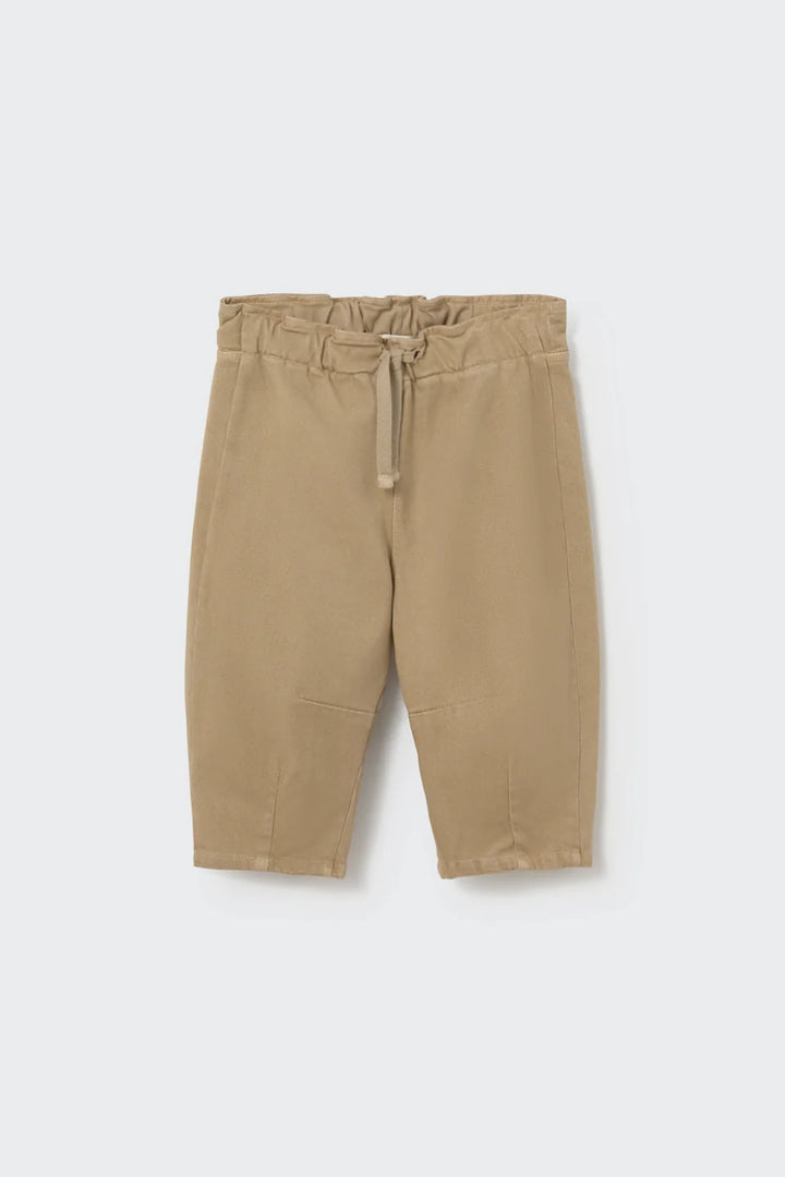 Cozmo soft baby pull-on twill pants with elastic drawstring waist, knee pleats and back pockets