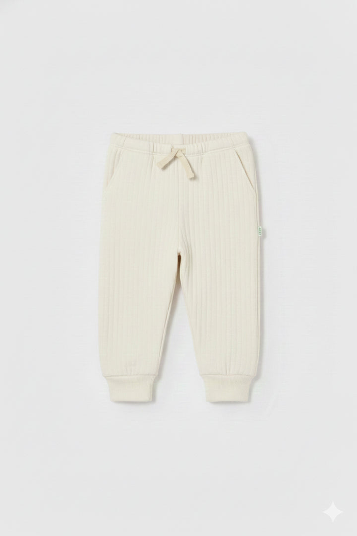 Cozmo quilted cotton baby pants with drawstring waist and ribbed cuffs