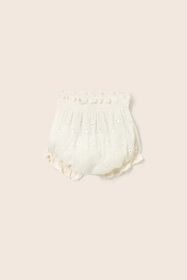 Baby cotton embroidery bloomers with eyelet fabric and soft elastic waistband