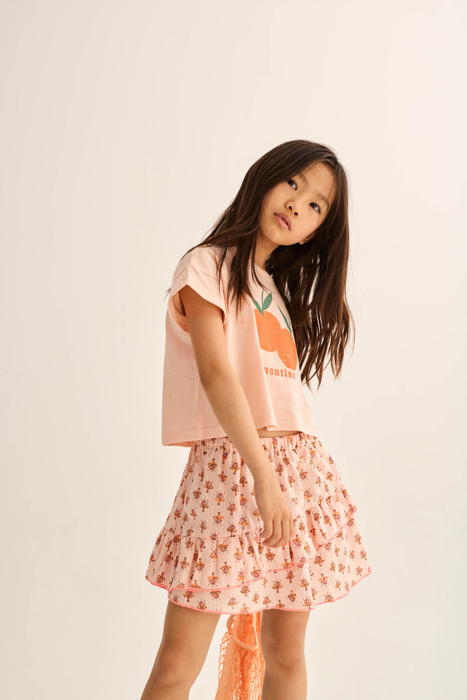 girls cotton skirt with floral print