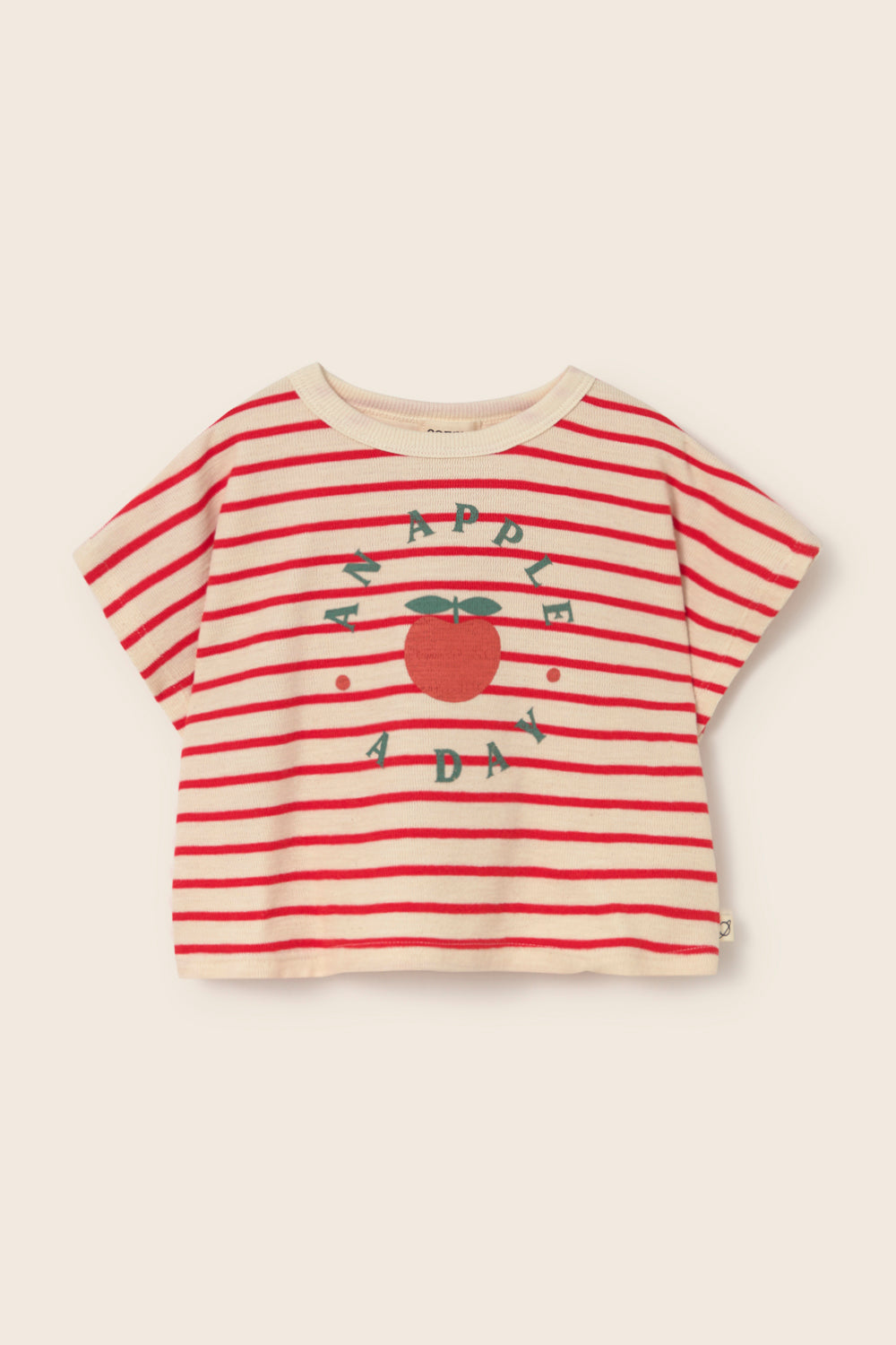 girls organic cotton striped t-shirt with apple print