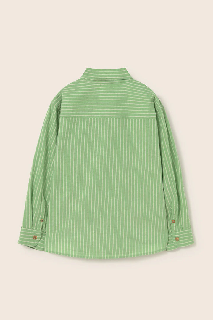 boys striped linen-look cotton shirt in breathable fabric