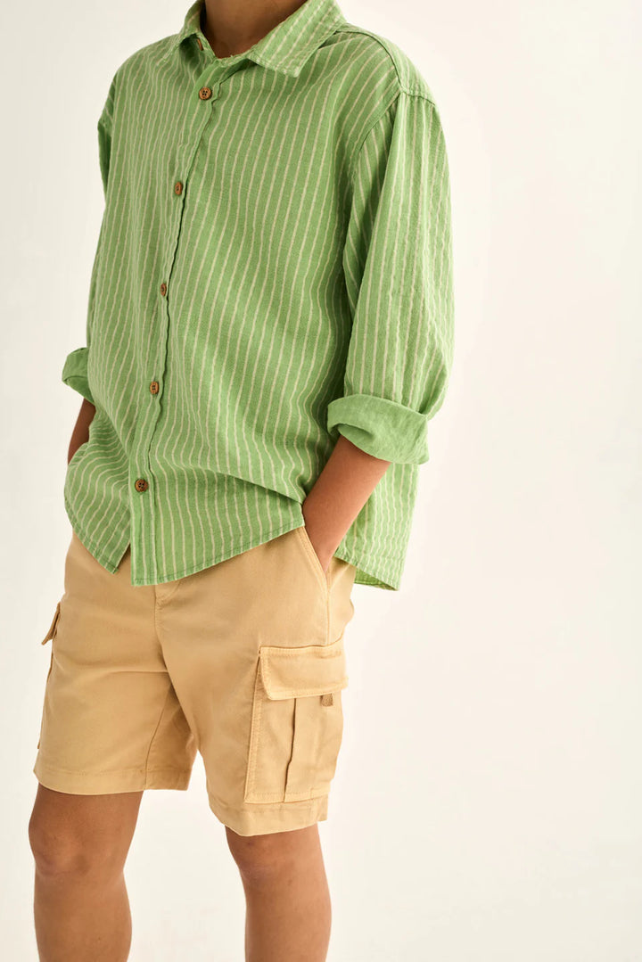 boys striped linen-look cotton shirt in breathable fabric