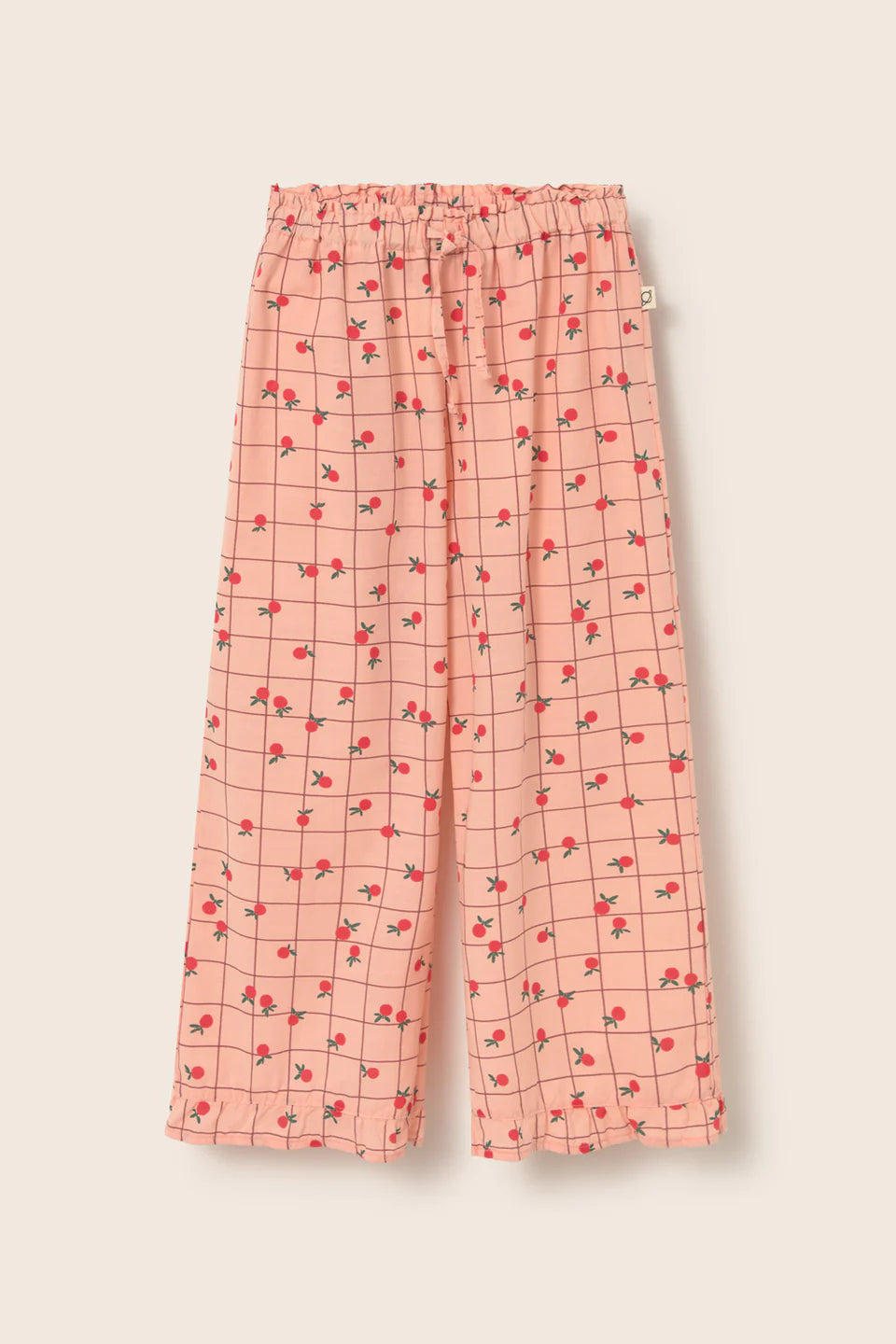 girls cotton wide pants with fruit print