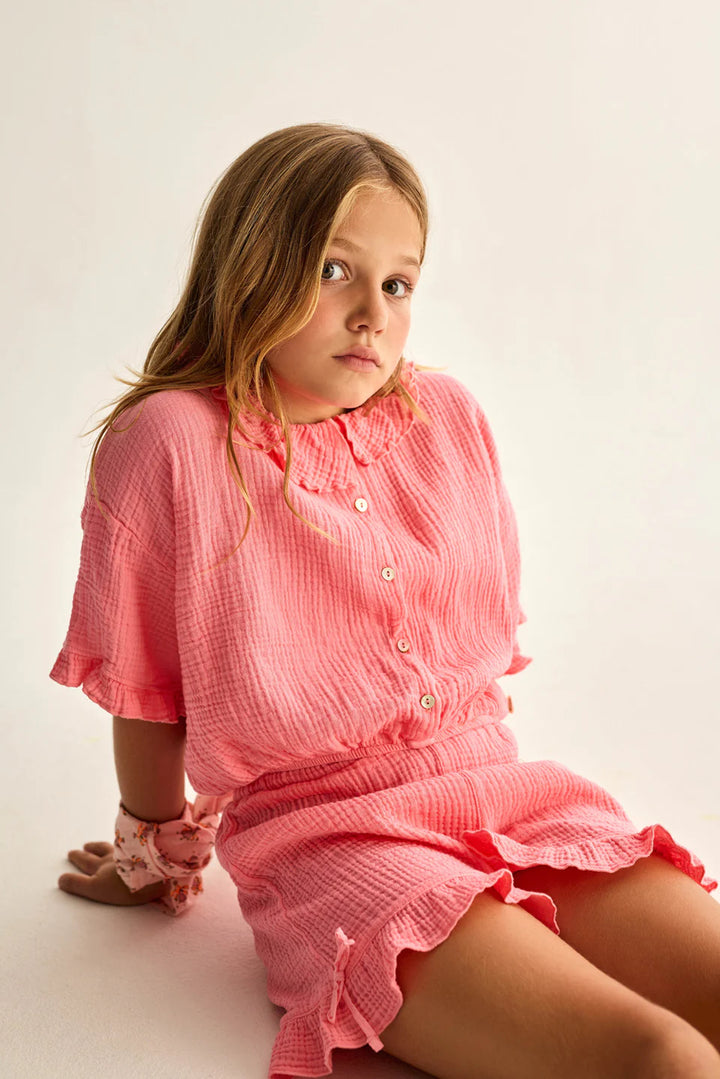 girls soft cotton gauze blouse in breathable fabric