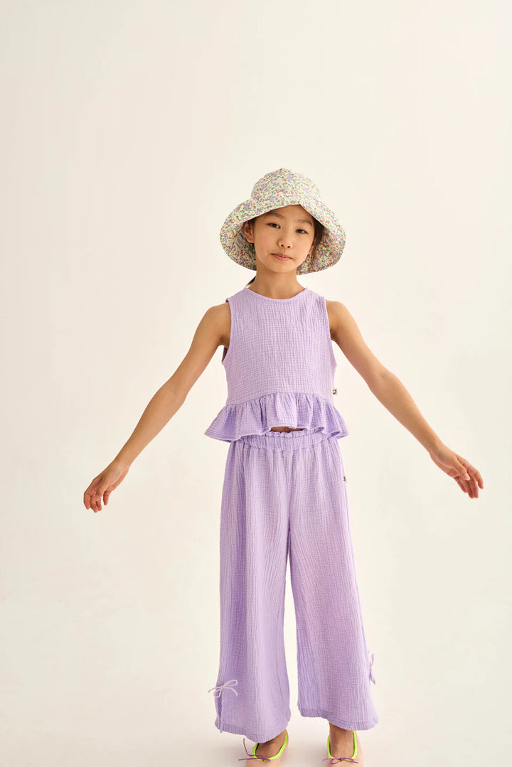 girls cotton gauze wide leg pants in breathable fabric