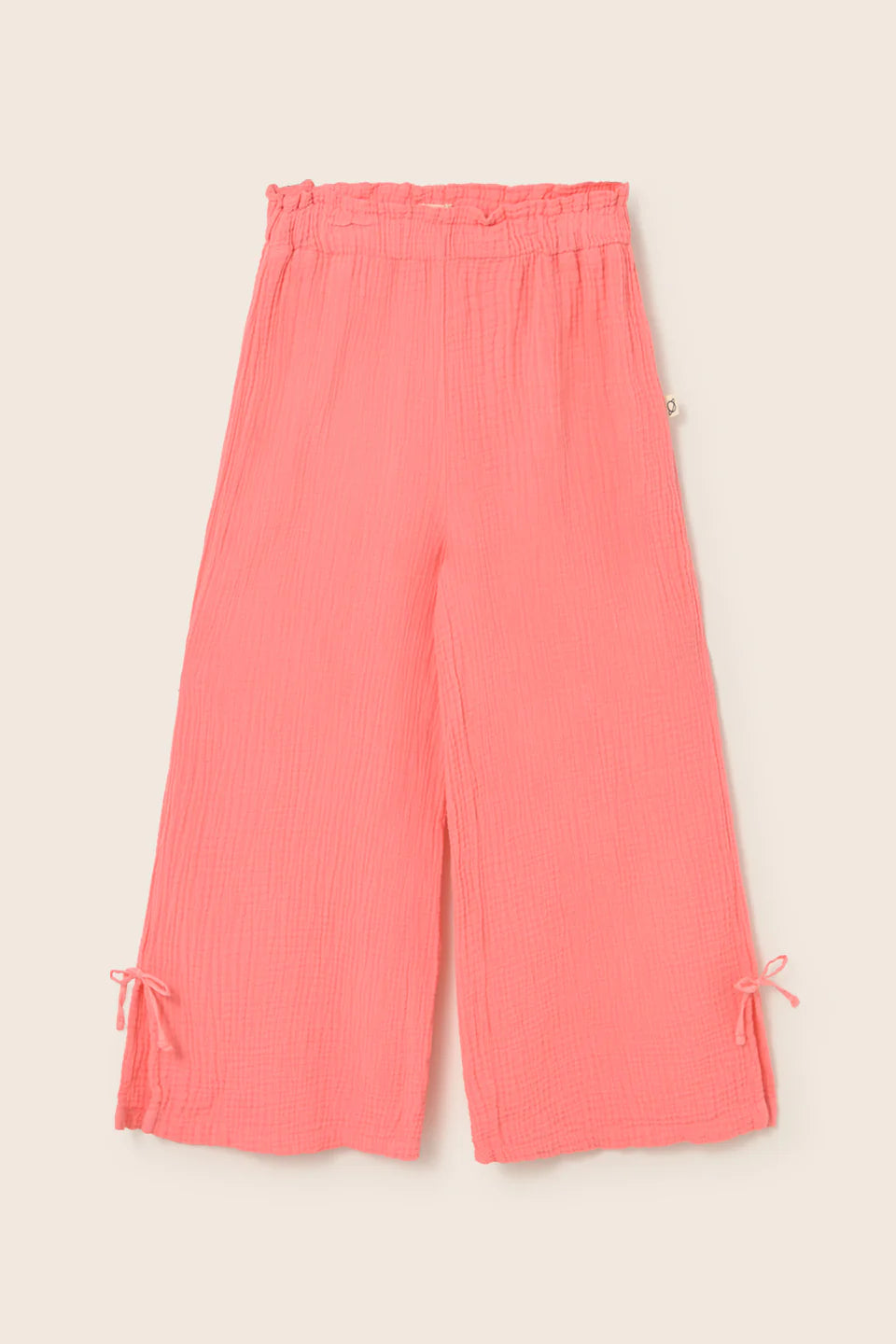 girls cotton gauze wide leg pants in breathable fabric