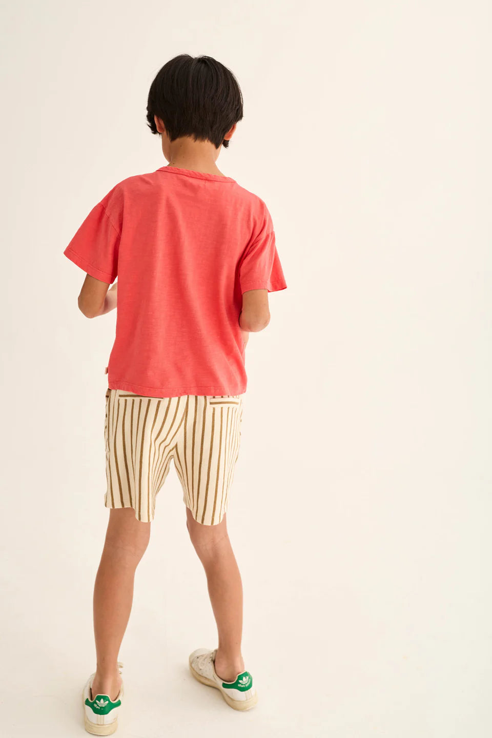 girls double-faced striped cotton Bermuda shorts