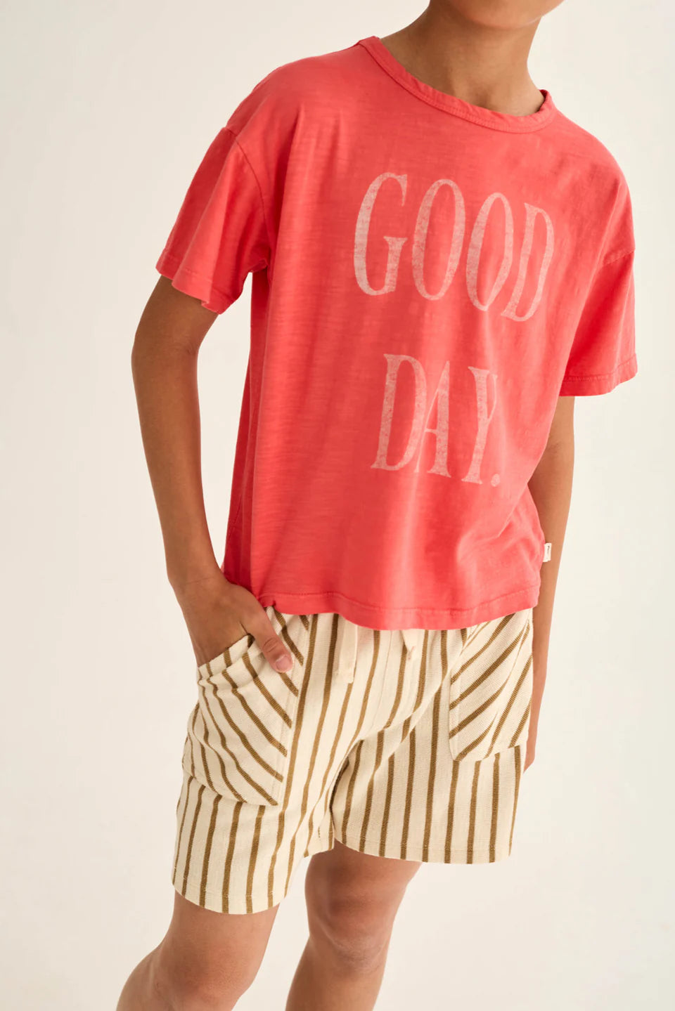 girls double-faced striped cotton Bermuda shorts