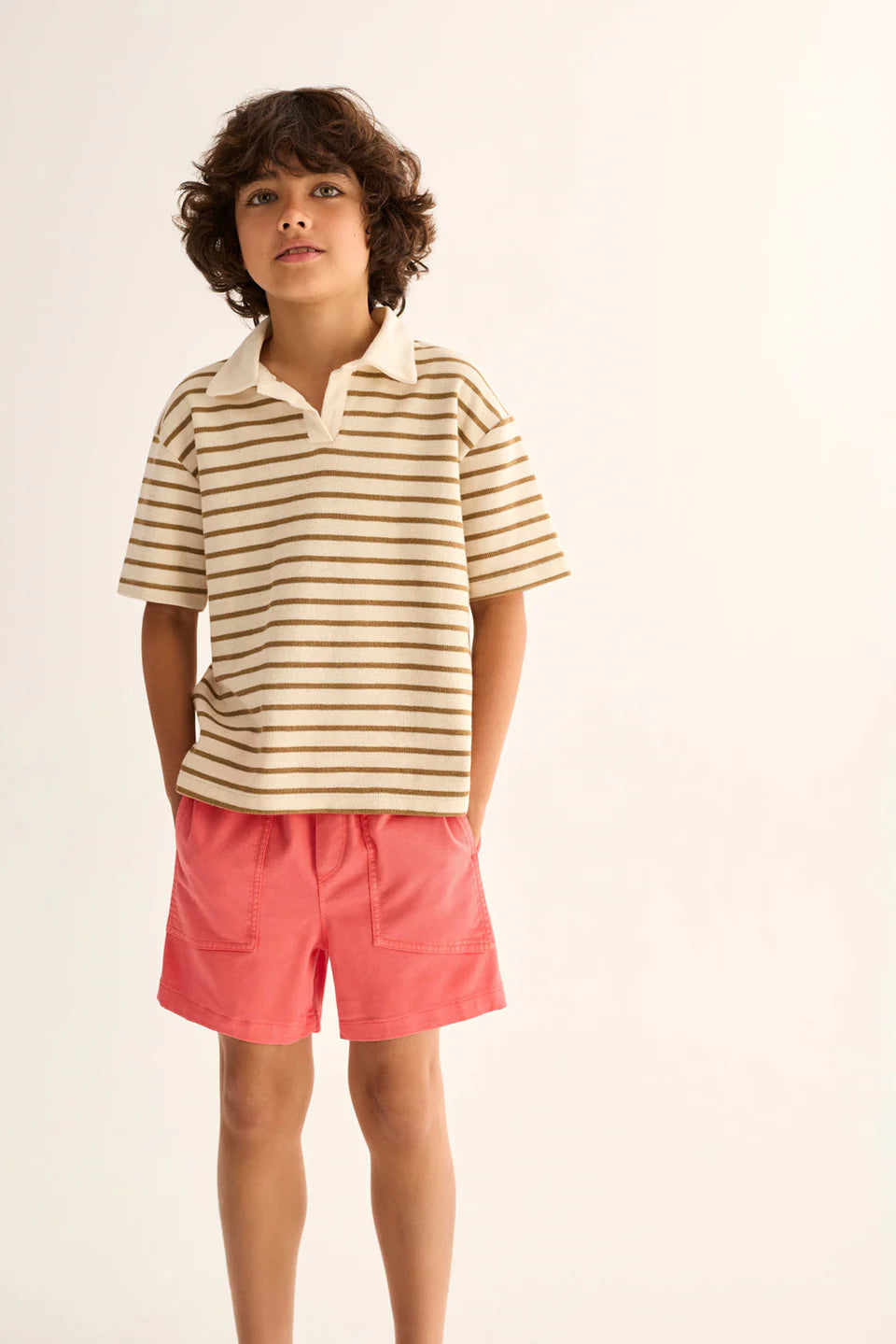 boys striped linen-look cotton shorts
