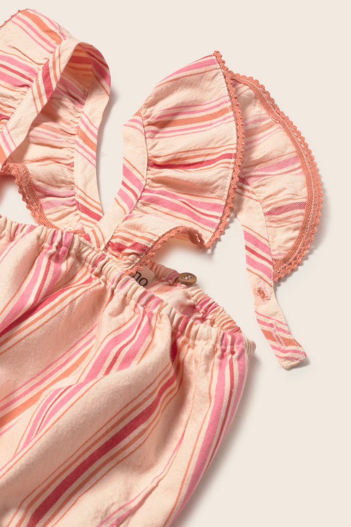 girls striped cotton summer top with elasticated bodice