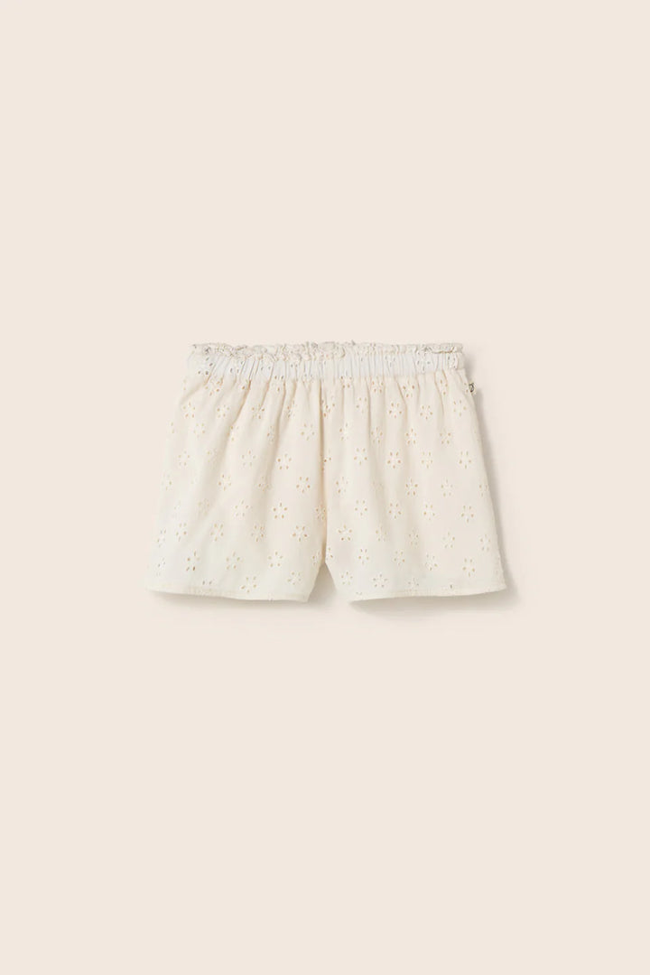 girls cotton shorts with swiss embroidery