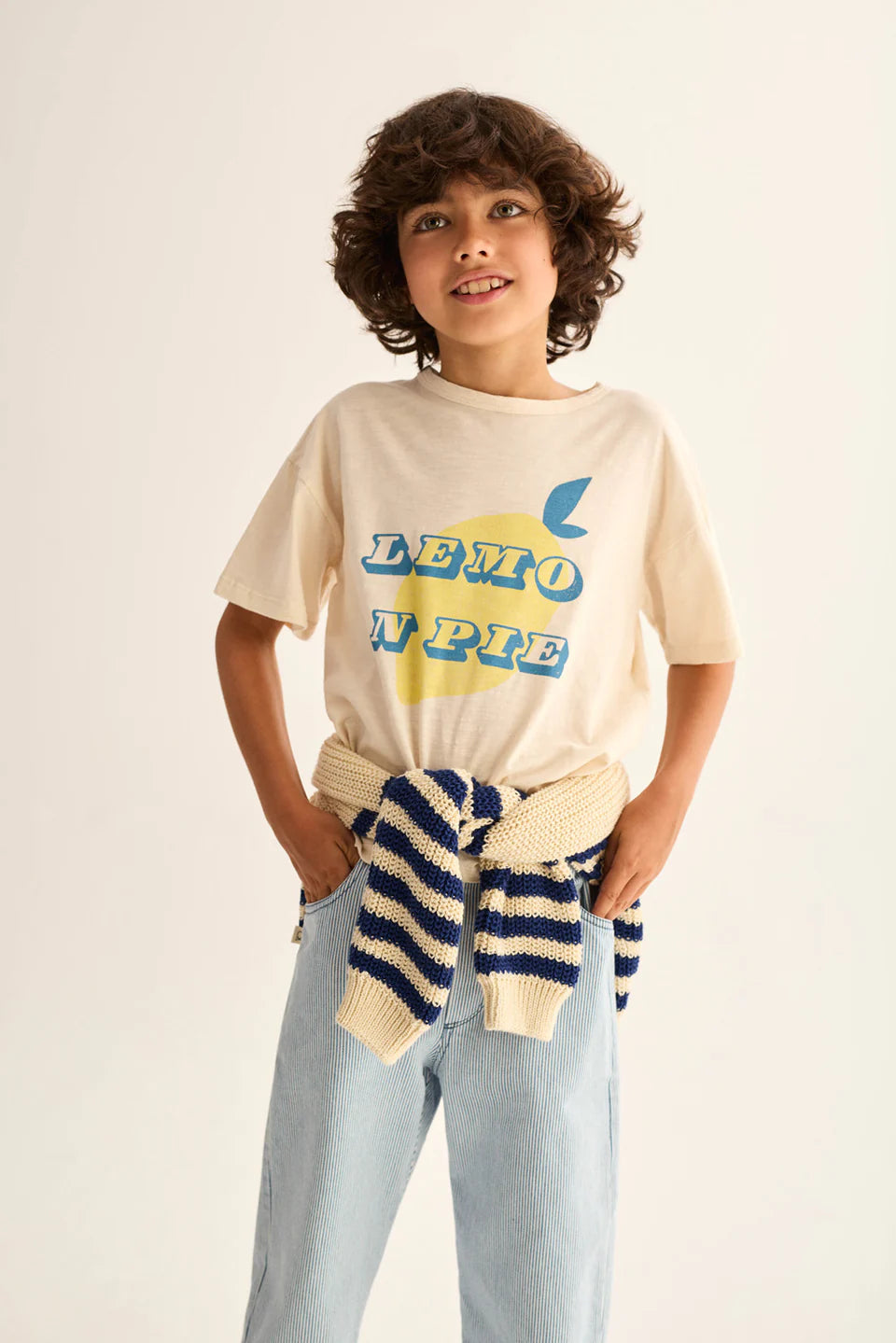 girls cotton slub t-shirt with lemon pie print