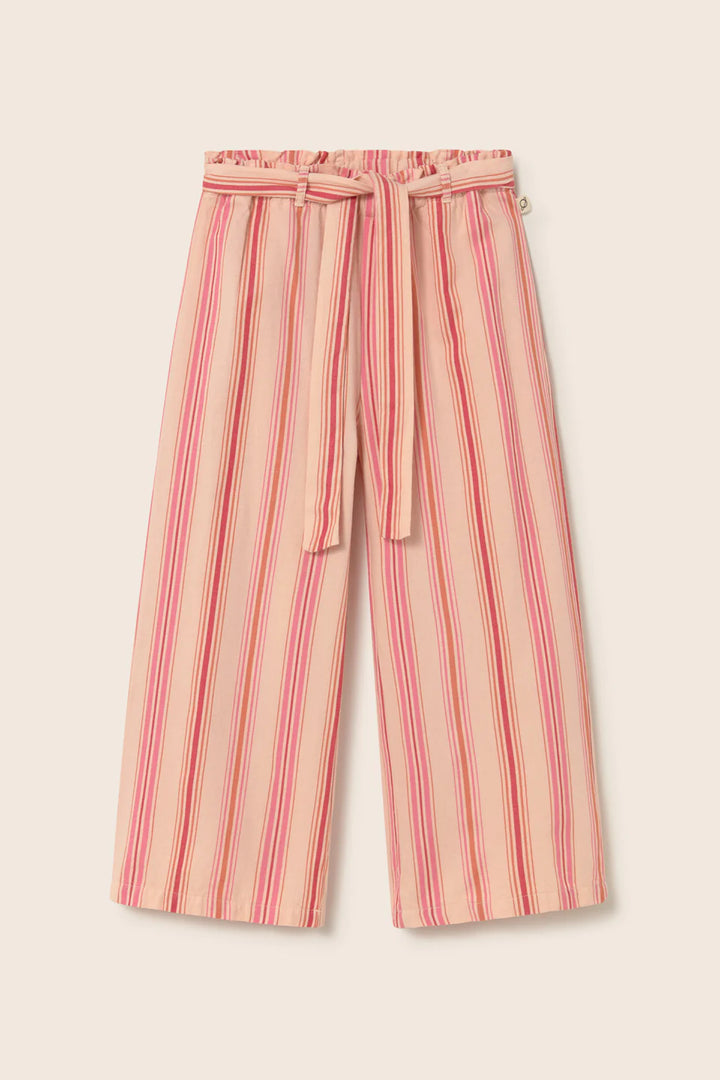 girls organic cotton wide pants with stripe pattern