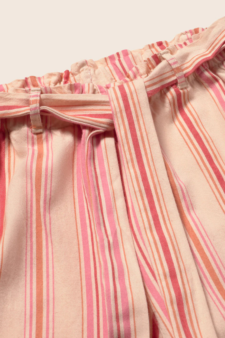 girls organic cotton wide pants with stripe pattern