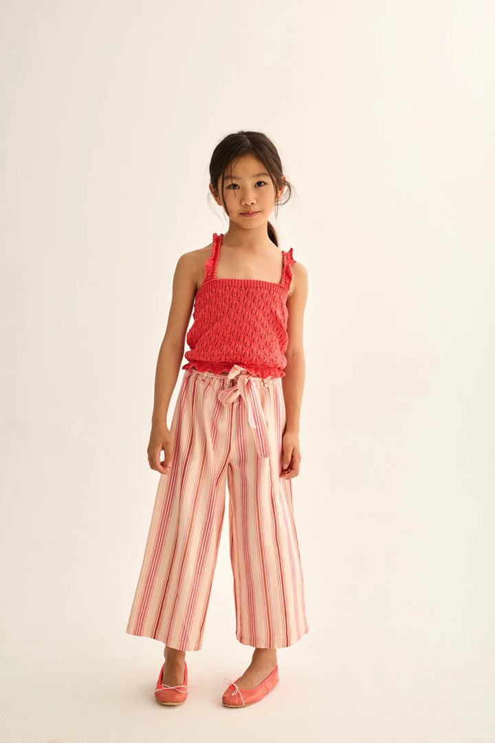 girls organic cotton wide pants with stripe pattern