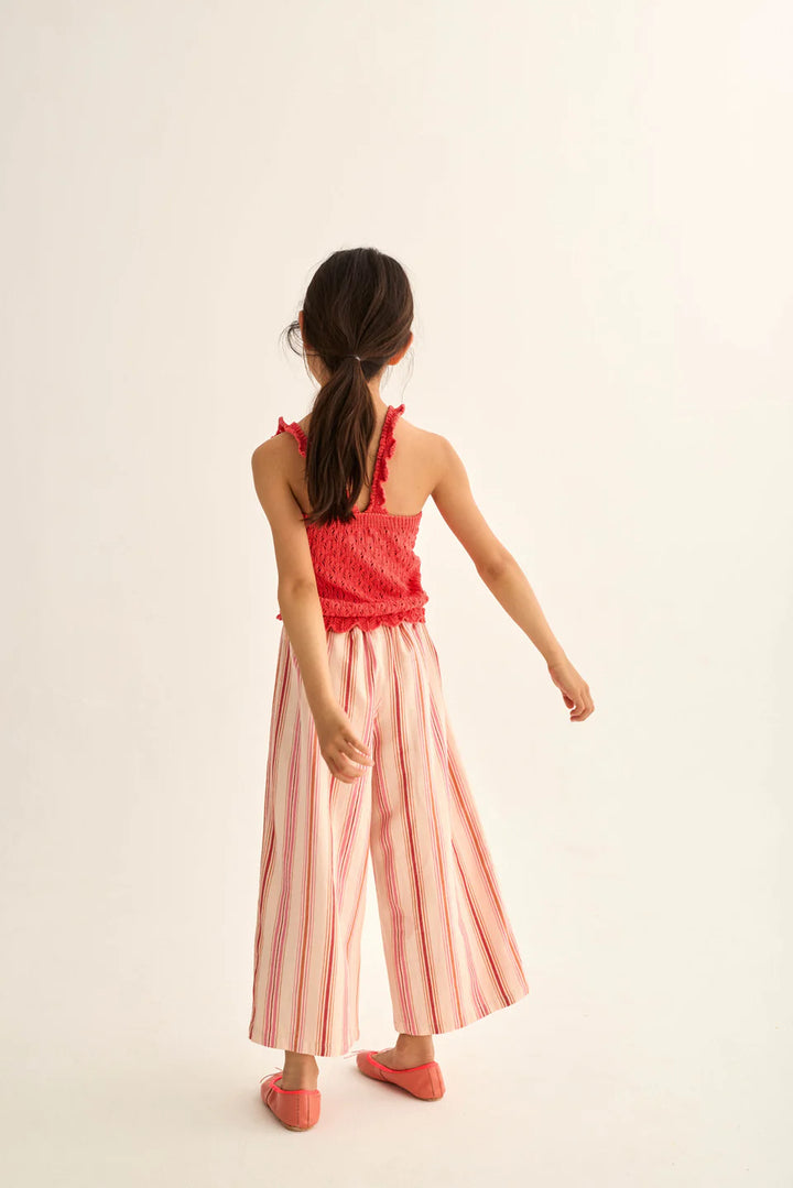 girls organic cotton wide pants with stripe pattern