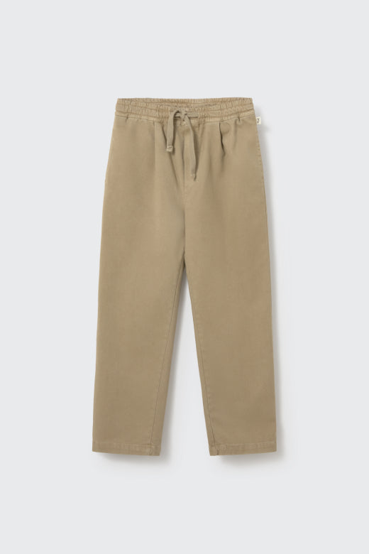 Cozmo kids soft touch twill pants in stone with elasticated drawstring waist and relaxed straight-leg fit