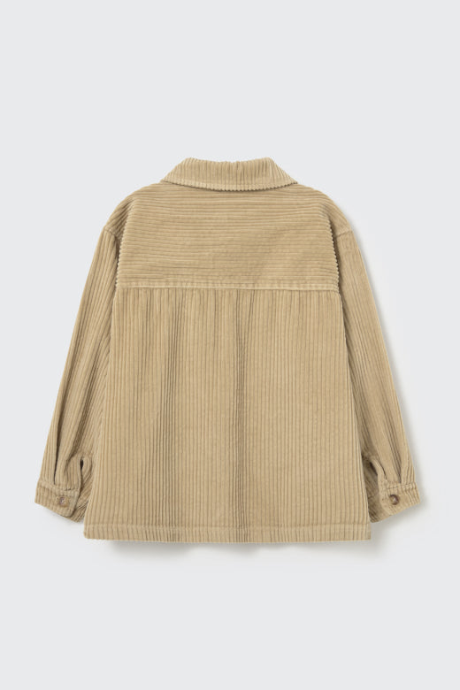 Cozmo boys stone organic cotton wide-wale corduroy overshirt with button front and large patch pockets