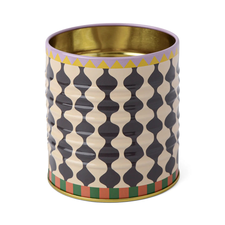 decorative metal storage tin graphic patterned container
